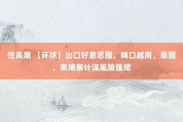 性高潮 【环球】出口好意思國，轉口越南、泰國、柬埔寨计谋風險匯總