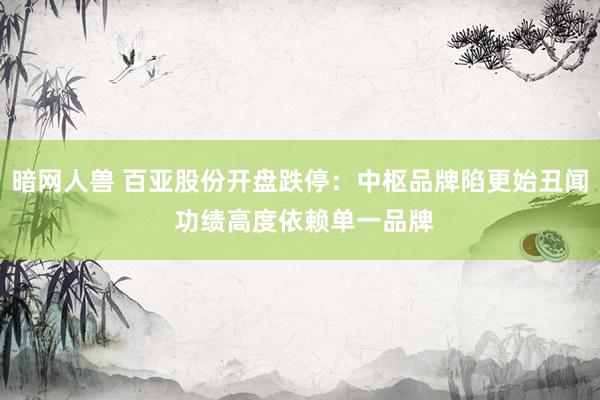 暗网人兽 百亚股份开盘跌停：中枢品牌陷更始丑闻 功绩高度依赖单一品牌