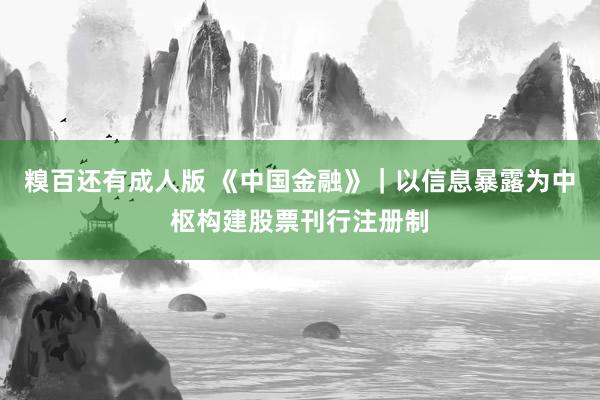 糗百还有成人版 《中国金融》｜以信息暴露为中枢构建股票刊行注册制