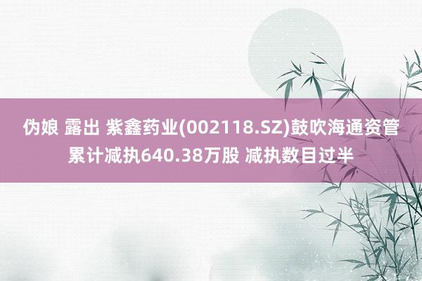 伪娘 露出 紫鑫药业(002118.SZ)鼓吹海通资管累计减执640.38万股 减执数目过半