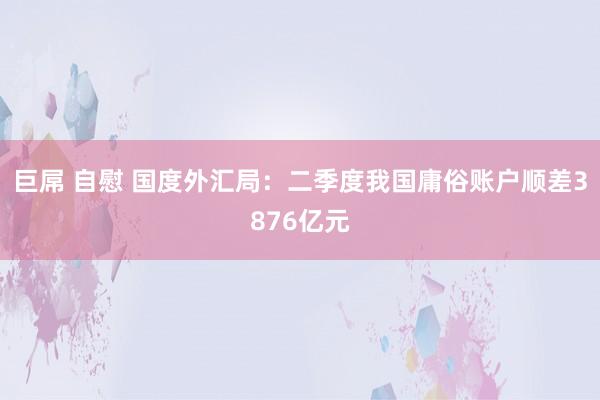 巨屌 自慰 国度外汇局：二季度我国庸俗账户顺差3876亿元
