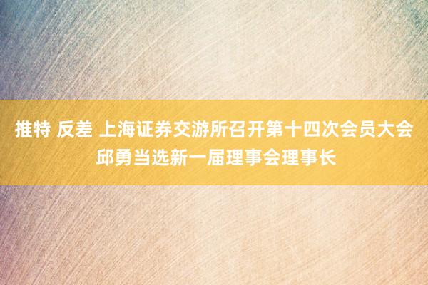 推特 反差 上海证券交游所召开第十四次会员大会 邱勇当选新一届理事会理事长